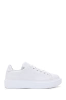 Women's White Lace-up Thick-Sole Leather Sneaker | Derimod Women's White Lace-up Thick-Sole Leather Sneaker | Derimod