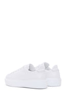 Women's White Lace-up Thick-Sole Leather Sneaker | Derimod Women's White Lace-up Thick-Sole Leather Sneaker | Derimod
