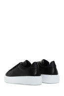 Kadın Siyah Bağcıklı Kalın Tabanlı Deri Sneaker | Derimod Kadın Siyah Bağcıklı Kalın Tabanlı Deri Sneaker | Derimod