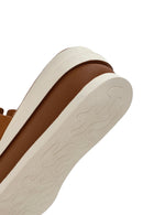Women's Tan Thick Soled Leather Slippers | Derimod Women's Tan Thick Soled Leather Slippers | Derimod