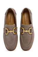 Kadın Vizon Süet Deri Maskülen Loafer | Derimod Kadın Vizon Süet Deri Maskülen Loafer | Derimod