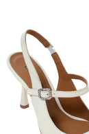 Women's Beige Heeled Leather Shoes | Derimod Women's Beige Heeled Leather Shoes | Derimod