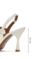 Women's Beige Heeled Leather Shoes | Derimod Women's Beige Heeled Leather Shoes | Derimod