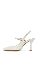 Women's Beige Heeled Leather Shoes | Derimod Women's Beige Heeled Leather Shoes | Derimod