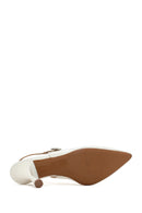 Women's Beige Heeled Leather Shoes | Derimod Women's Beige Heeled Leather Shoes | Derimod