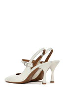 Women's Beige Heeled Leather Shoes | Derimod Women's Beige Heeled Leather Shoes | Derimod