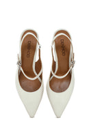 Women's Beige Heeled Leather Shoes | Derimod Women's Beige Heeled Leather Shoes | Derimod