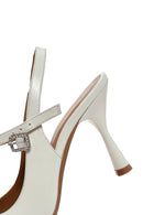 Women's Beige Heeled Leather Shoes | Derimod Women's Beige Heeled Leather Shoes | Derimod