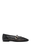 Women's Black Buckle Leather Ballerinas | Derimod Women's Black Buckle Leather Ballerinas | Derimod