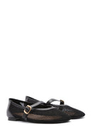 Women's Black Buckle Leather Ballerinas | Derimod Women's Black Buckle Leather Ballerinas | Derimod