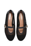 Women's Black Buckle Leather Ballerinas | Derimod Women's Black Buckle Leather Ballerinas | Derimod