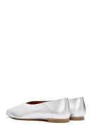 Women's Silver Metallic Leather Ballerinas | Derimod Women's Silver Metallic Leather Ballerinas | Derimod