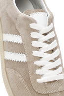 Women's Beige Lace-Up Suede Leather Sneaker | Derimod Women's Beige Lace-Up Suede Leather Sneaker | Derimod