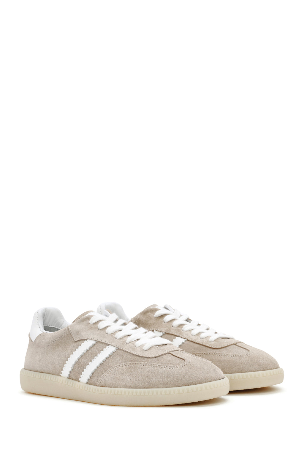 Kadın Bej Bağcıklı Süet Deri Sneaker