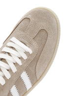 Women's Beige Lace-Up Suede Leather Sneaker | Derimod Women's Beige Lace-Up Suede Leather Sneaker | Derimod