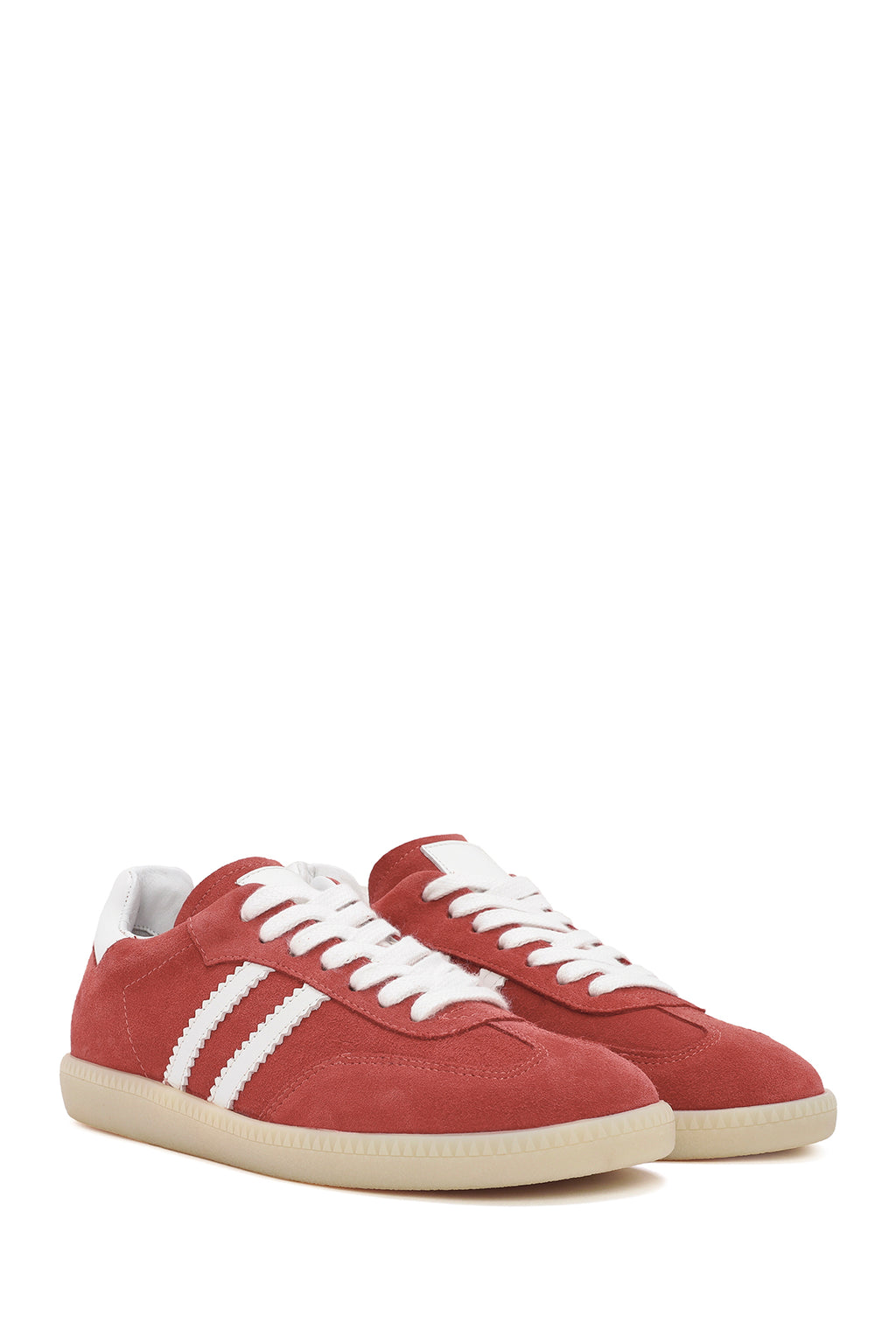 Kadın Kırmızı Bağcıklı Süet Deri Sneaker