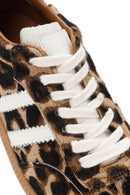 Kadın Leopar Bağcıklı Deri Sneaker | Derimod Kadın Leopar Bağcıklı Deri Sneaker | Derimod