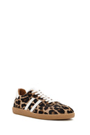 Kadın Leopar Bağcıklı Deri Sneaker | Derimod Kadın Leopar Bağcıklı Deri Sneaker | Derimod