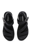 Kadın Siyah Bilekten Bantlı Deri Sandalet | Derimod Kadın Siyah Bilekten Bantlı Deri Sandalet | Derimod