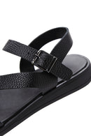 Kadın Siyah Bilekten Bantlı Deri Sandalet | Derimod Kadın Siyah Bilekten Bantlı Deri Sandalet | Derimod