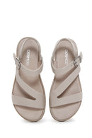 Kadın Vizon Bilekten Bantlı Deri Sandalet | Derimod Kadın Vizon Bilekten Bantlı Deri Sandalet | Derimod