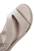 Kadın Vizon Bilekten Bantlı Deri Sandalet | Derimod Kadın Vizon Bilekten Bantlı Deri Sandalet | Derimod