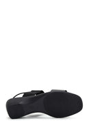 Kadın Siyah Dolgu Topuklu Deri Sandalet | Derimod Kadın Siyah Dolgu Topuklu Deri Sandalet | Derimod