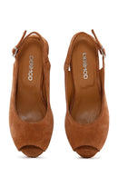 Women's Tan Ankle Strap Wedge Heels Suede Leather Espadrille | Derimod Women's Tan Ankle Strap Wedge Heels Suede Leather Espadrille | Derimod