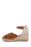 Women's Tan Ankle Strap Wedge Heeled Espadrille | Derimod Women's Tan Ankle Strap Wedge Heeled Espadrille | Derimod