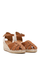 Women's Tan Ankle Strap Wedge Heeled Espadrille | Derimod Women's Tan Ankle Strap Wedge Heeled Espadrille | Derimod
