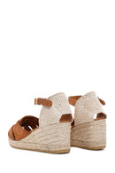 Women's Tan Ankle Strap Wedge Heeled Espadrille | Derimod Women's Tan Ankle Strap Wedge Heeled Espadrille | Derimod