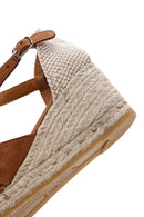 Women's Tan Ankle Strap Wedge Heeled Espadrille | Derimod Women's Tan Ankle Strap Wedge Heeled Espadrille | Derimod