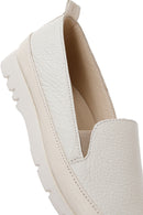 Women's Cream Leather Comfort Loafer | Derimod Women's Cream Leather Comfort Loafer | Derimod