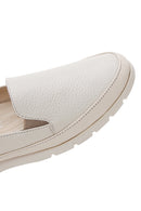 Women's Cream Leather Comfort Loafer | Derimod Women's Cream Leather Comfort Loafer | Derimod