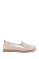 Kadın Bej Simli Deri Comfort Loafer | Derimod Kadın Bej Simli Deri Comfort Loafer | Derimod