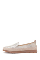 Kadın Bej Simli Deri Comfort Loafer | Derimod Kadın Bej Simli Deri Comfort Loafer | Derimod