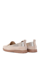 Kadın Bej Simli Deri Comfort Loafer | Derimod Kadın Bej Simli Deri Comfort Loafer | Derimod