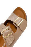 Women's Mink Buckle Leather Slippers | Derimod Women's Mink Buckle Leather Slippers | Derimod