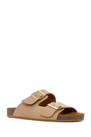 Women's Mink Buckle Leather Slippers | Derimod Women's Mink Buckle Leather Slippers | Derimod