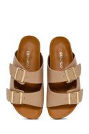 Women's Mink Buckle Leather Slippers | Derimod Women's Mink Buckle Leather Slippers | Derimod