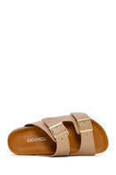 Women's Mink Buckle Leather Slippers | Derimod Women's Mink Buckle Leather Slippers | Derimod