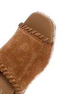 Kadın Taba Dolgu Topuklu Süet Deri Espadril Terlik | Derimod Kadın Taba Dolgu Topuklu Süet Deri Espadril Terlik | Derimod