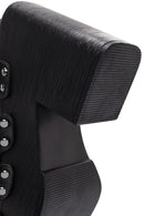 Kadın Siyah Kalın Topuklu Tokalı Deri Sandalet | Derimod Kadın Siyah Kalın Topuklu Tokalı Deri Sandalet | Derimod