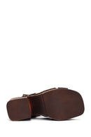 Women's Brown Thick Heeled Buckle Leather Sandals | Derimod Women's Brown Thick Heeled Buckle Leather Sandals | Derimod