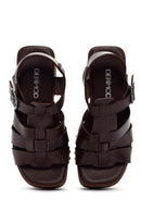 Women's Brown Thick Heeled Buckle Leather Sandals | Derimod Women's Brown Thick Heeled Buckle Leather Sandals | Derimod