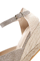 Women's Beige Ankle Strap Wedge Heels Leather Espadrille | Derimod Women's Beige Ankle Strap Wedge Heels Leather Espadrille | Derimod
