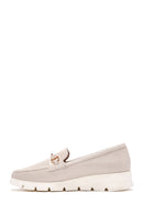 Women's Cream Leather Comfort Loafer | Derimod Women's Cream Leather Comfort Loafer | Derimod