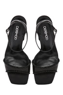 Women's Black Ankle Strap High Heel Leather Sandals | Derimod Women's Black Ankle Strap High Heel Leather Sandals | Derimod