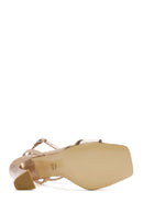 Kadın Pembe Kalın Topuklu Metalik Deri Sandalet | Derimod Kadın Pembe Kalın Topuklu Metalik Deri Sandalet | Derimod