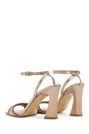 Kadın Pembe Kalın Topuklu Metalik Deri Sandalet | Derimod Kadın Pembe Kalın Topuklu Metalik Deri Sandalet | Derimod